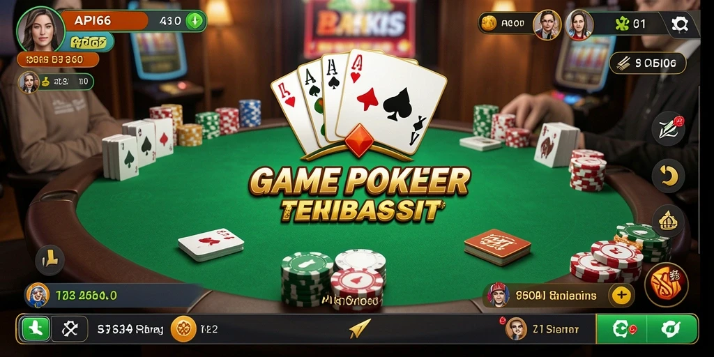 Tampilan utama gameplay Poker yang menarik dan interaktif.