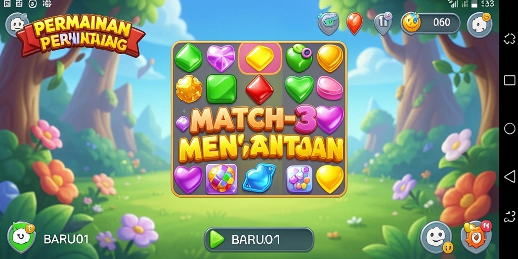 Tampilan gameplay seru dalam permainan Match-3 BARU01.