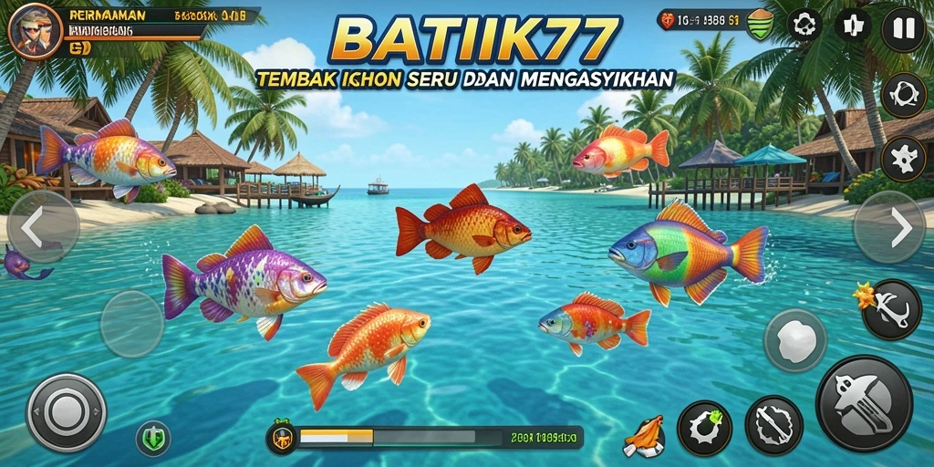 Tampilan gameplay seru dari BATIK77 saat menembak ikan.