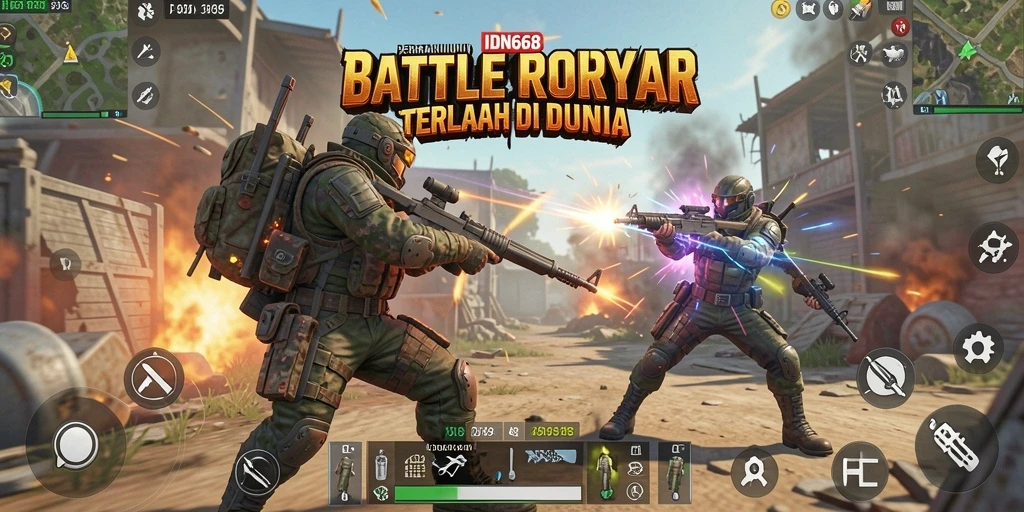 Tangkapan layar dari gameplay Battle Royale yang intens di IDN668.