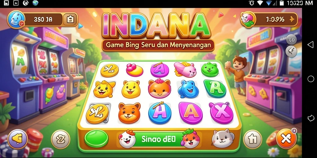 Tampilan gameplay seru INDAAA yang menyenangkan di dalam aplikasi Bingo.