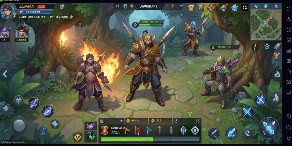 Tampilan seru gameplay JAWARA79 dengan aksi pertarungan MMORPG
