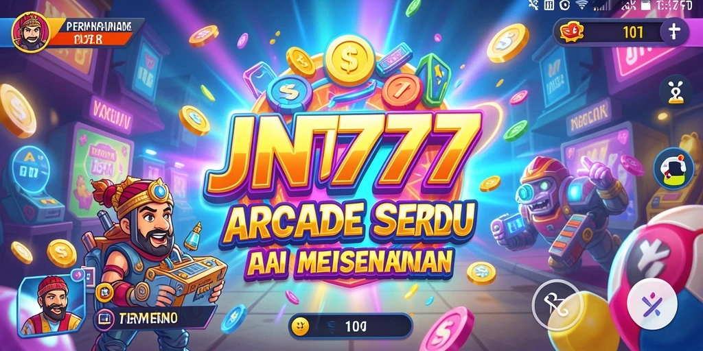 Screenshot gameplay JNT777 menampilkan aksi seru di level Arcade.