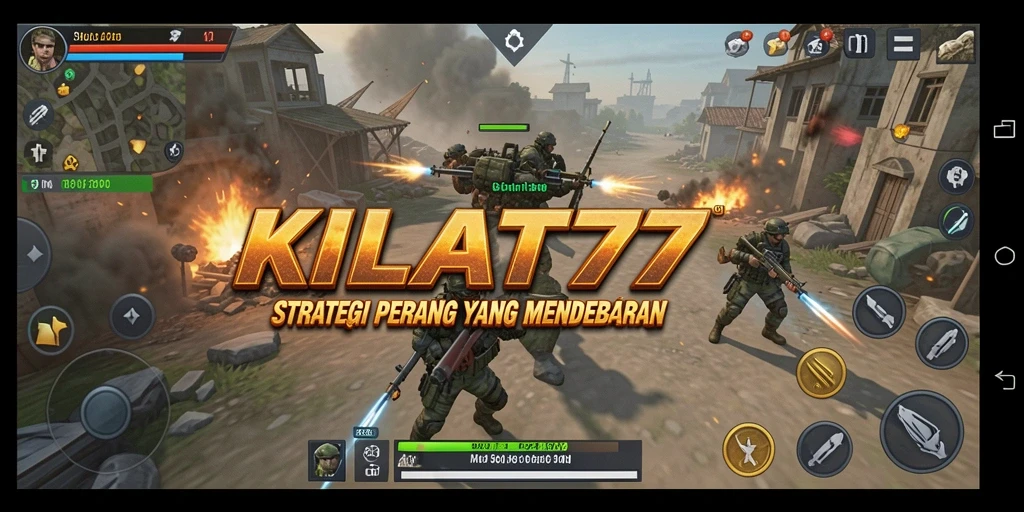 Screenshot gameplay KILAT77 menampilkan aksi pertempuran yang intens.