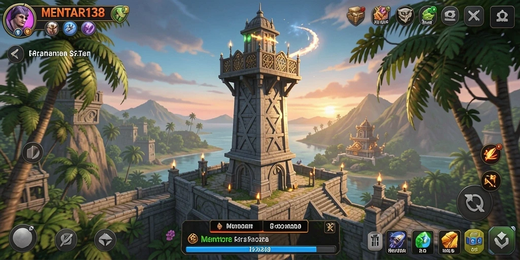 Screenshot gameplay MENTARI138 menampilkan pertahanan menara yang epic.