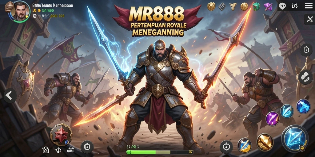 Tangkapan layar gameplay MR888 menunjukkan aksi pertempuran yang intens.
