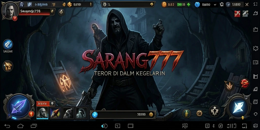 Screenshot SARANG777 menunjukkan aksi menegangkan dalam suasana Horror.