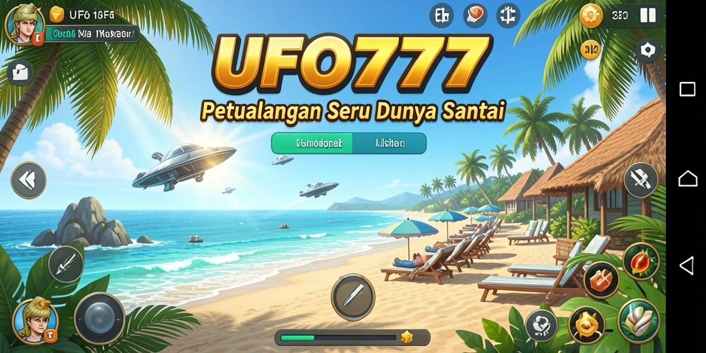 Tangkapan layar menunjukkan gameplay aktif dalam UFO777, penuh warna dan menyenangkan.